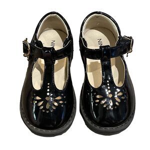 Nine West Benna Black Patent Mary Jane Dress Shoes Girls Size 8